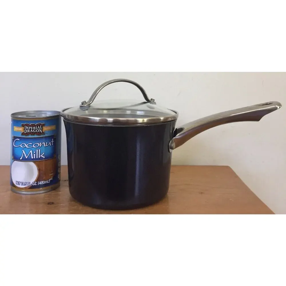 Farberware 2 qt Non-Stick Dark Blue Sparkle Stainless Handle Sauce Pot Glass Top